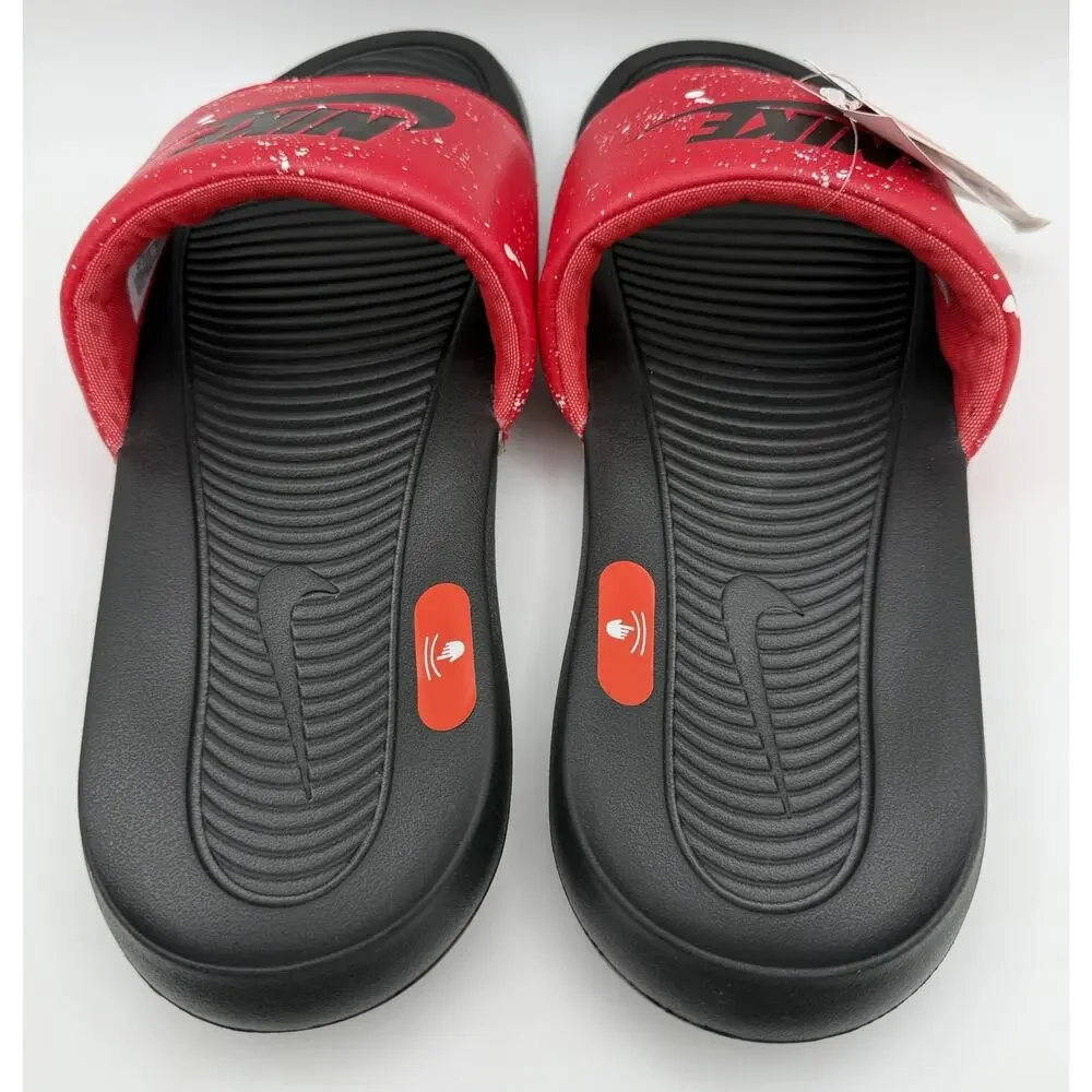 Nike Victori One Printed Slide University Red White Paint Splatter Men Sz 13 New